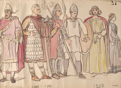 11th 12th And 13th Century Male And Female Garments