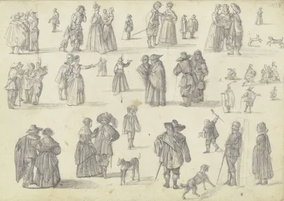 14 Figurenstudien In Einzelfiguren Und Gruppen Dazu Hunde