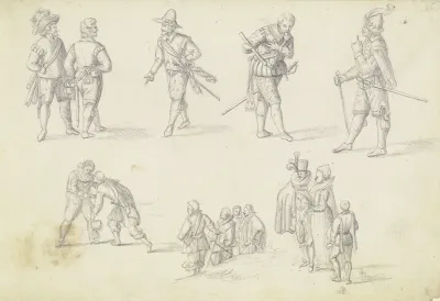 14 Figurenstudien Meist Soldaten