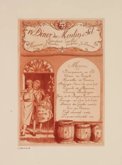 14e Diner Du Moulin A Sel Le 12 Avril 1906 Sous La Presidence De Gallet