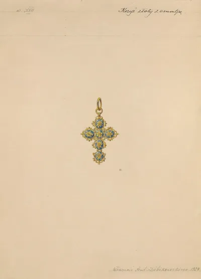 17th Century Gold Cross With Enamel From The Collection Of Antoni Dzbikowski In 1924