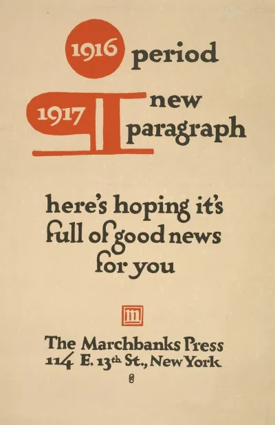 1916 Period 1917 New Paragraph The Marchbanks Press