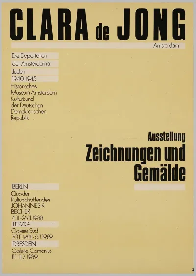 1988 1989 Affiche Voor Tentoonstelling Clara De Jong