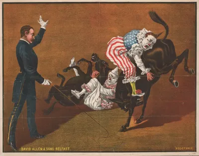 2 Clowns 2 Mules And Circus Trainer
