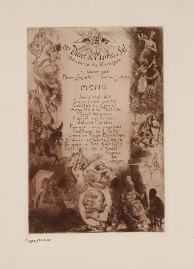 23e Diner Du Moulin A Sel Le 17 Janvier 1908 Sous La Presidence De Beranger