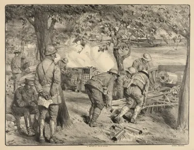 A Battery Of 75s In Action