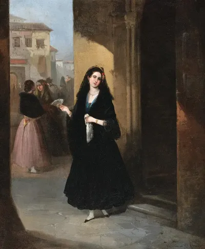 A Beautiful Spanish Woman With A Fan