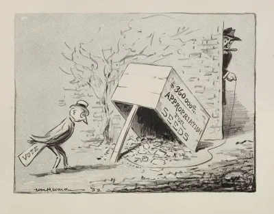 A Bird Representing Voters Approaches A Trap Baited With Seeds