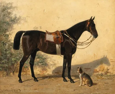 A Black Horse With A Dog