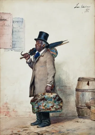 A Black Man Carrying A Carpet Bag Going Home To Georgia