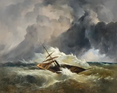 A Boat In Distress At Sea