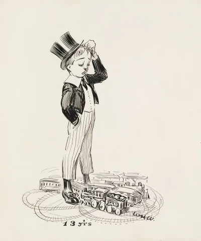 A Boy At Age 13 Puzzled That His Toy Trains Have Crashed After Having Set Up The Tracks To Run In Overlapping Loops
