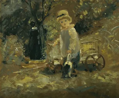 A Boy With A Toy Cart