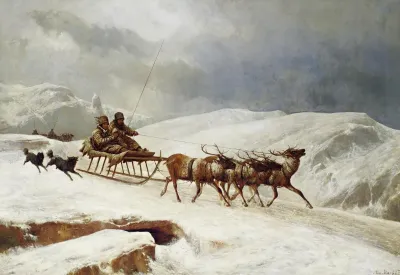 A Brisk Reindeer Sleigh Ride