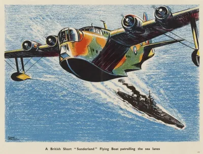 A British Short Sunderland Flying Boat Patrolling The Sea Lanes