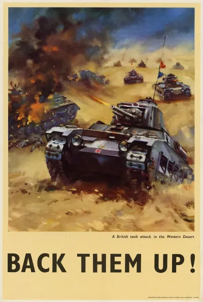A British Tank Attack In The Western Desert Back Them Up