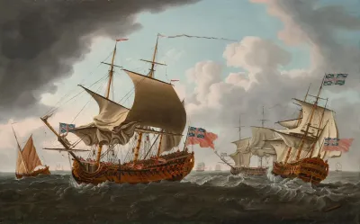 A British Warship In Three Positions In The Channel 2