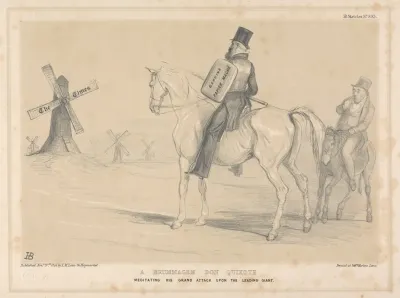 A Brummagem Don Quixote Meditating His Grand Attack Upon The Leading Giant