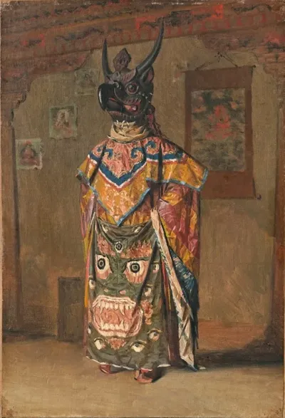 A Buddhist Lama At A Feast At Pemionchi Monastery Sikkim