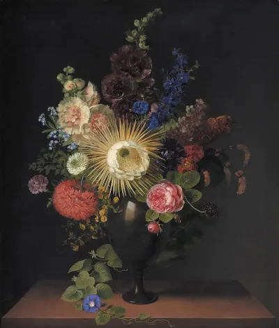 A Cactus Grandiflora And Other Flowers In A Porphyry Vase