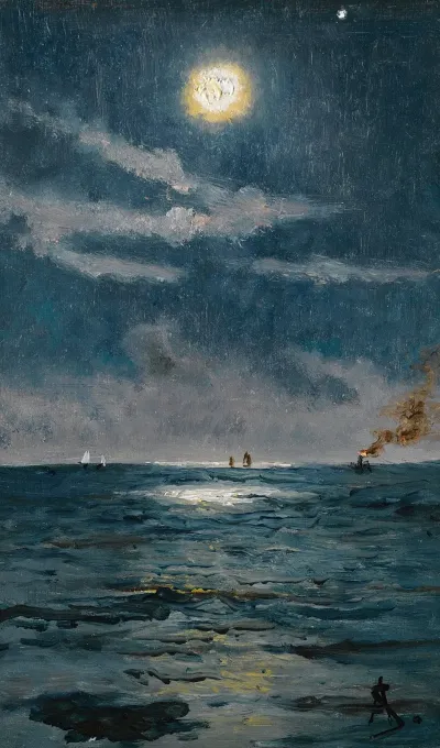 A Calm Moonlit Marine Scene