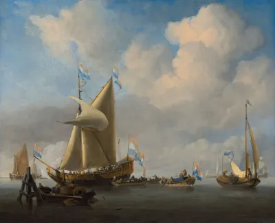A Calm With A States Yacht Firing A Salute