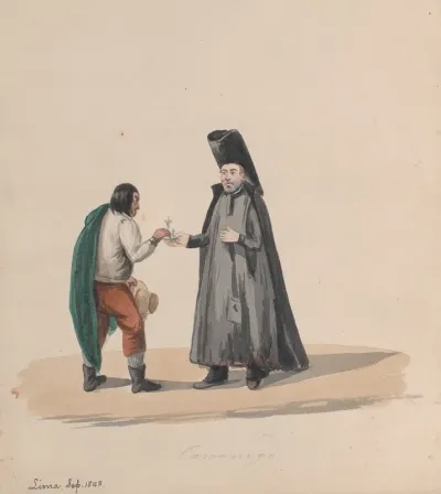 A Canon Handing A Crucifix To A Man