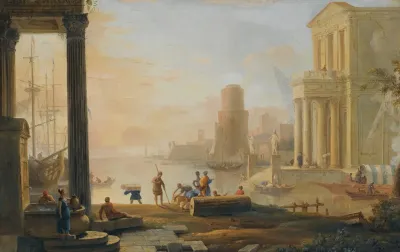 A Capriccio Of A Classical Seaport City At Sunset