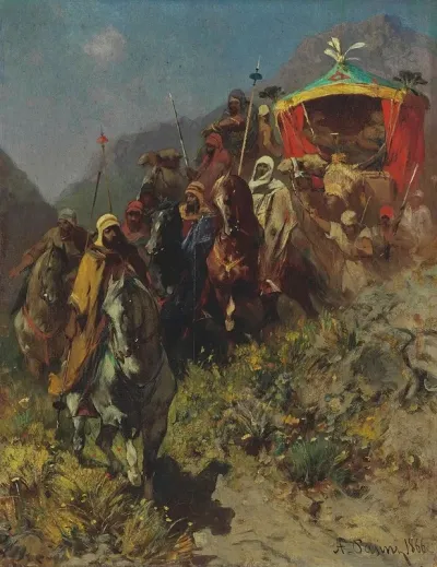 A Caravan On A Mountain Pass