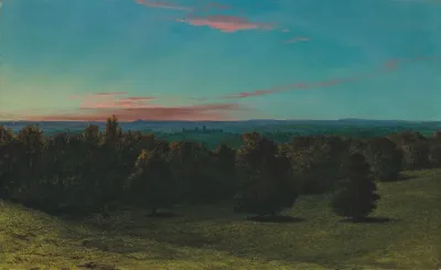 A Castle In A Forest At Sunset