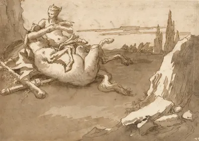 A Centaur And A Female Faun In A Landscape