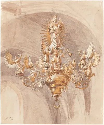 A Chandelier With The Virgin Mary Holding The Christ Child 2