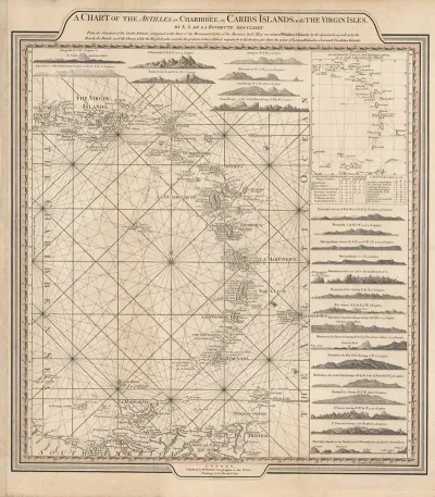 A Chart Of The Antilles Or Charibbee Or Caribs Islands With The Virgin Isles