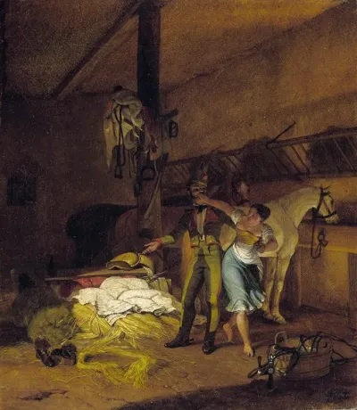 A Chevauxleger Fiddles With A Maid
