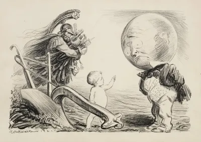 A Child Talks To A Frowning Figure Representing The World