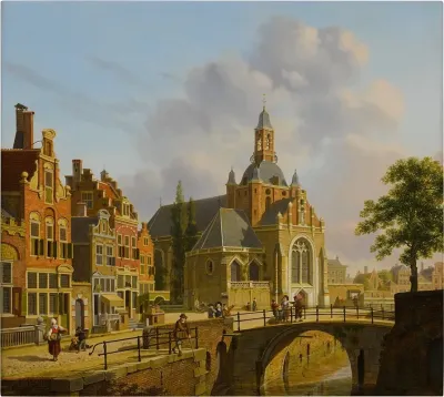 A Church Along A Canal Holland