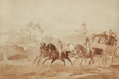 A Coach Travelling Through The Countryside