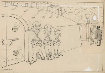 A Coal Merchant Dies And Tries To Enter Heaven But Is Stopped By Saint Peter Who Directs Him To The Entrance To Hell Which Is Guarded By Three Devils