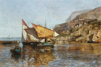 A Coastal Landscape With Fishing Boats