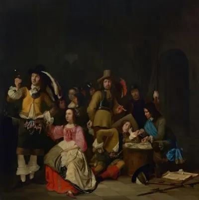 A Company Of Soldiers In A Guardroom