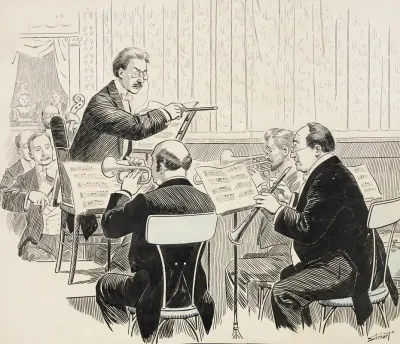 A Conductor Gives A Harsh Look To A Horn Player During A Performance