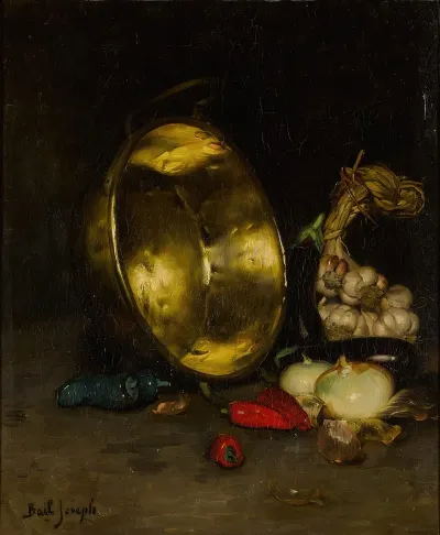 A Copper Cauldron Garlic And Onions