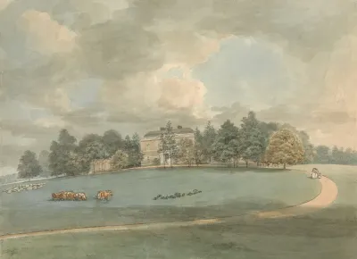 A Country House With Figures On The Drive