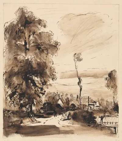 A Country Lane With Cottages