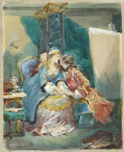 A Couple Embracing In An Artists Studio