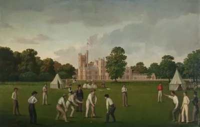 A Cricket Match With Canford Manor Beyond