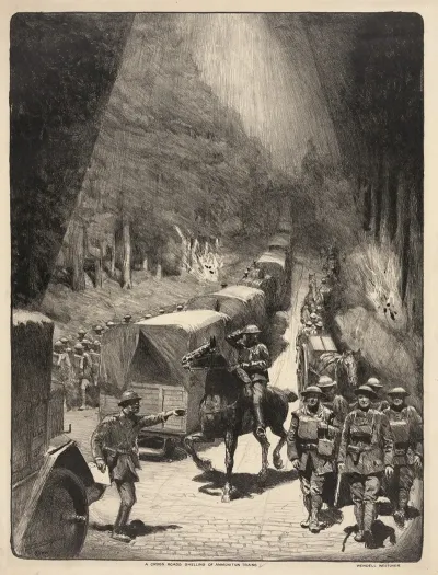 A Cross Roads Shelling Of Ammunition Trains