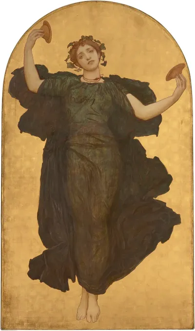 A Dancing Girl With Cymbals In A Green Robe
