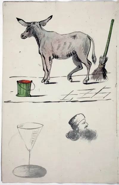 A Donkey Wineglass Head Of A Man With Turban And Beard