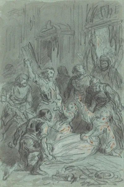 A Dramatic Scene With A Fainting Woman